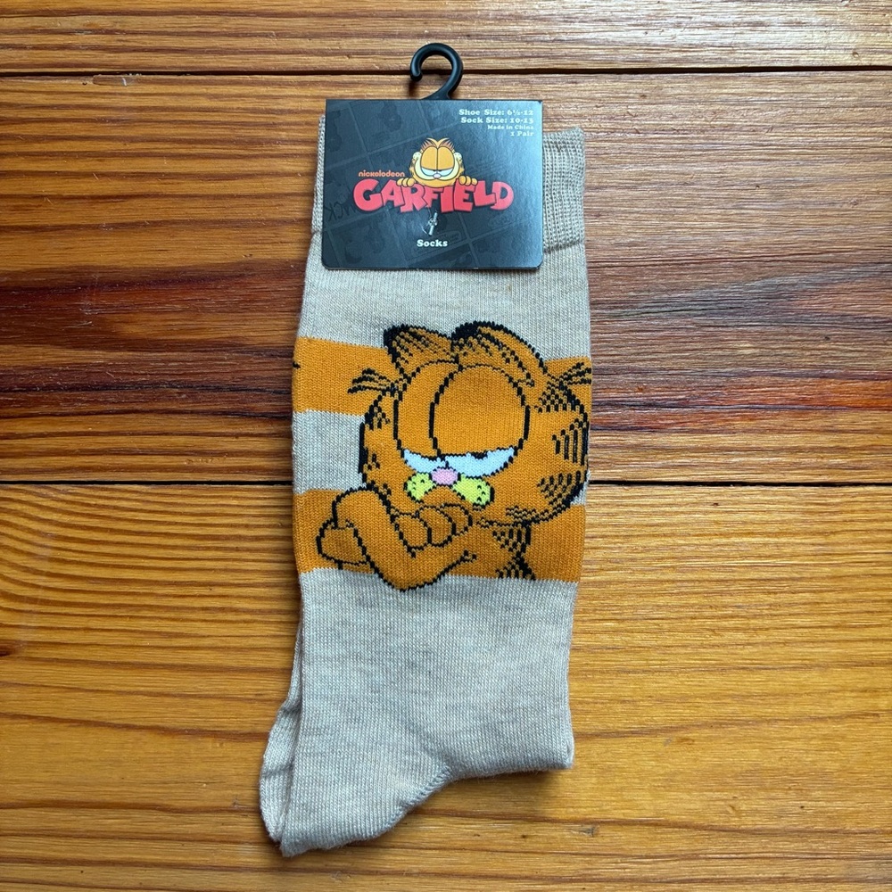 Nickelodeon Beige Garfield Socks, NWT, 6.5-12